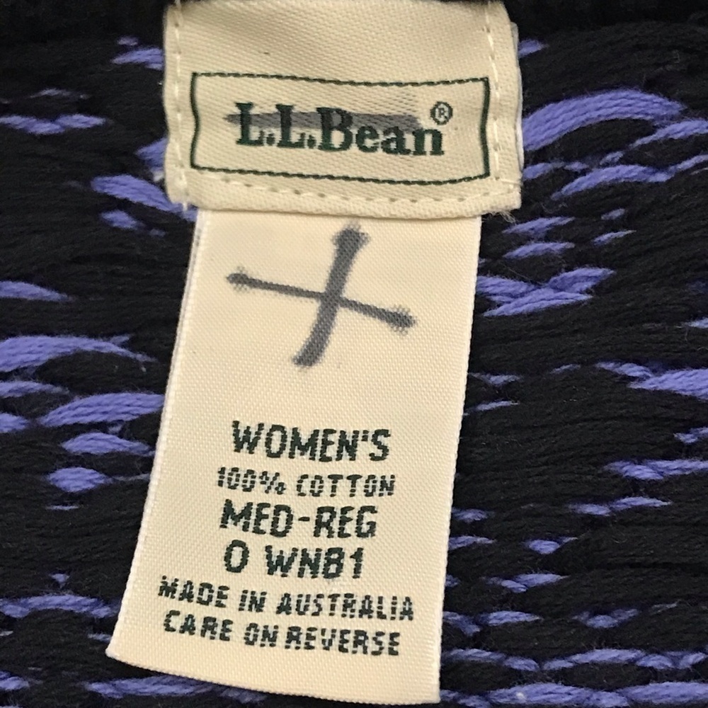 Vtg LL Bean Women Medium Purple Black Metal Button Fair Isle Snowflake Cardigan - Picture 12 of 12